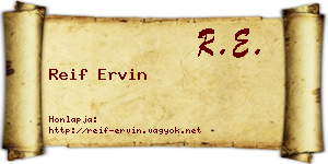 Reif Ervin névjegykártya
